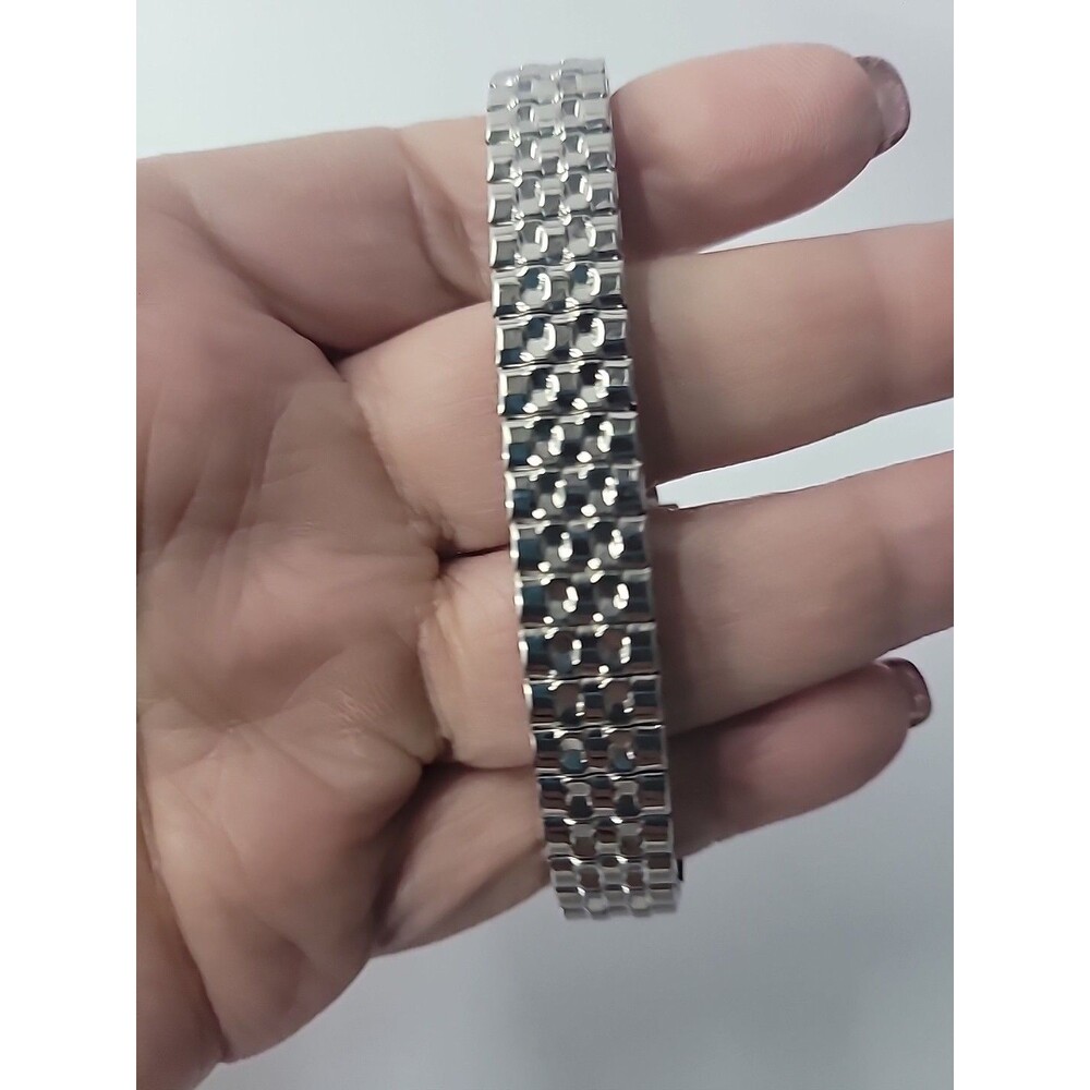 Vintage Silver Tone Analog Wristwatch Blue Dial Expansion Band Women's - Picture 10 of 13